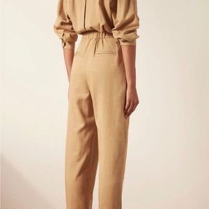 SHONA JOY SARA LAPEL BOILER SUIT - LATTE